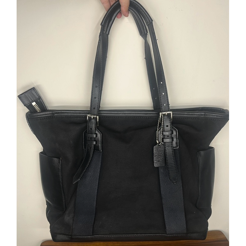 COACH unisex TOTE BAG / TRAVEL BAG / KABIN BAG / TAS KERJA KULIT MIX KANVAS
