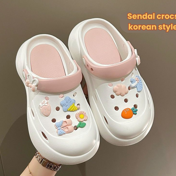 Greenland Sendal Wedges Wanita Keren Sandal Selop Wanita Terbaru Sandal Slip On Jelly Jibbitz Lucu A