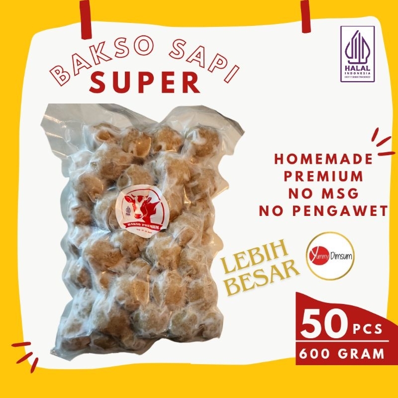 

[SUPER] Baso Bakso Sapi Homemade Premium Frozen Food Halal Tanpa MSG Isi 50 pcs