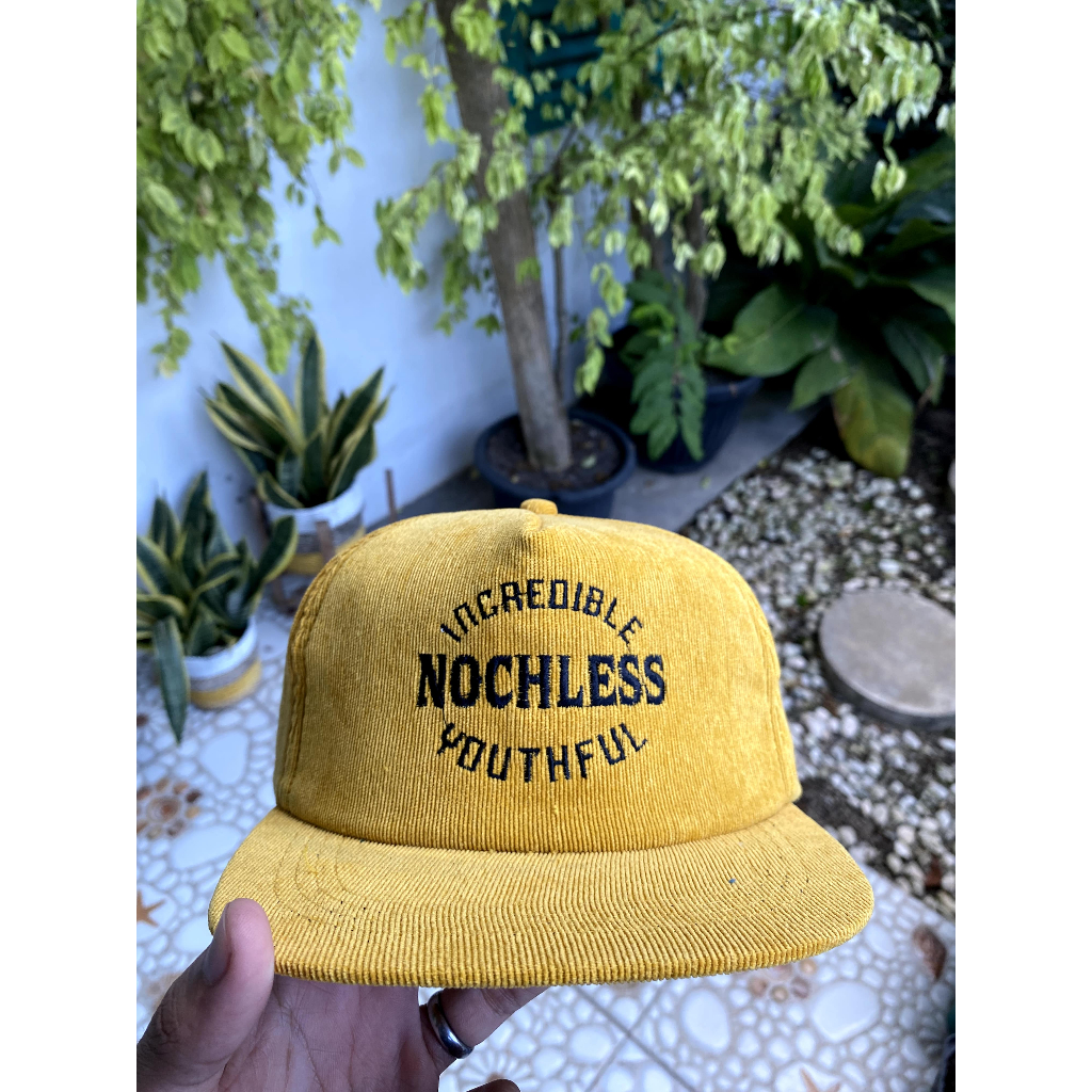 NOCHLESS- SNAPBACK CAPS FULL YELLOW  | Topi snapback corduroy unisex bordir topi premium