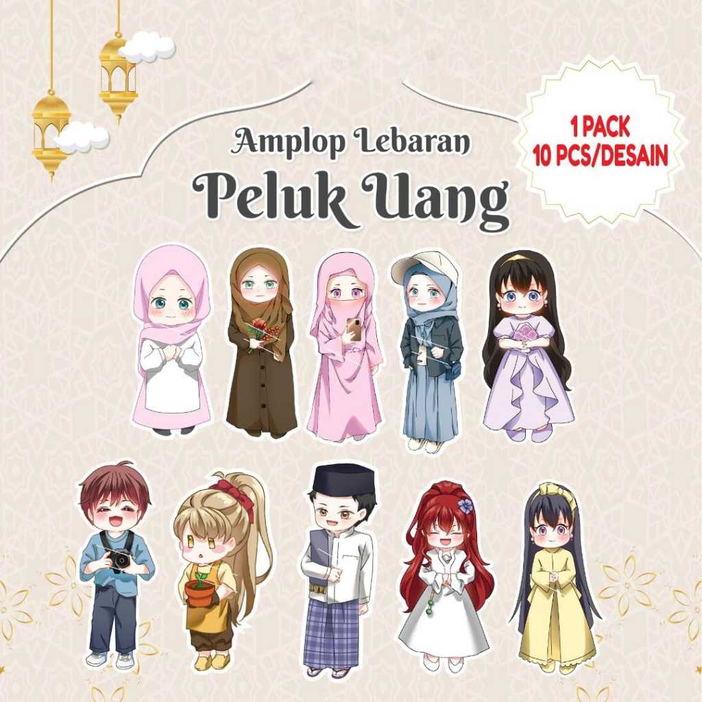 

Amplop peluk uang lebaran (THR) idul fitri 2024 unik / motif lucu aesthetic terbaru isi 10pcs