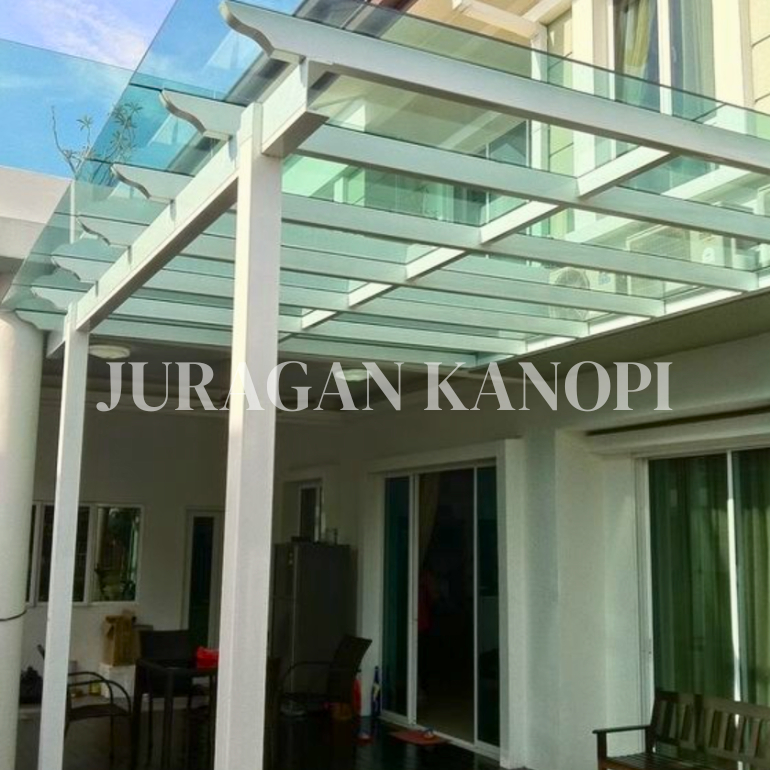 kanopi carport/ canopy kaca tempered glass 6mm minimalis modern surabaya