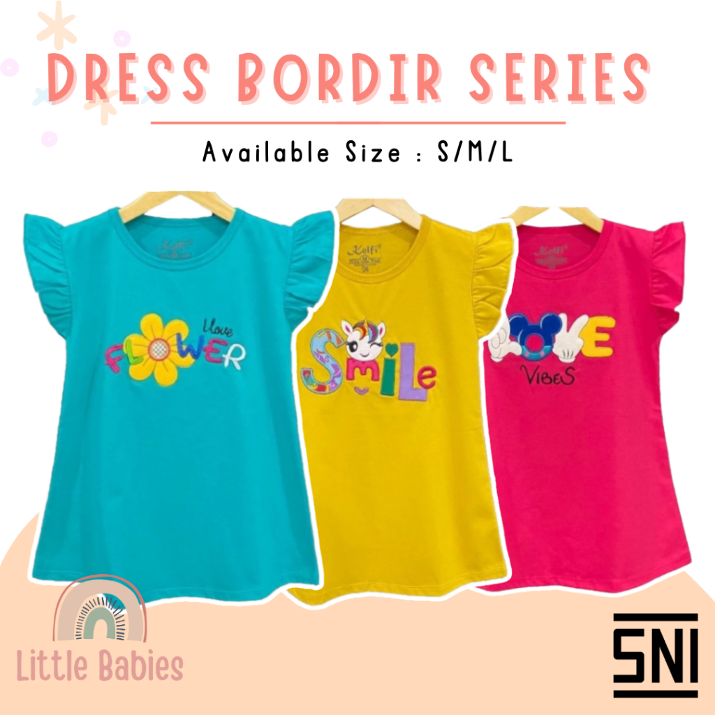 DRESS MOTIF ANAK USIA 2 - 6 TAHUN "RUFFLE BORDIR" / DRESS DASTER ANAK PEREMPUAN KELFI