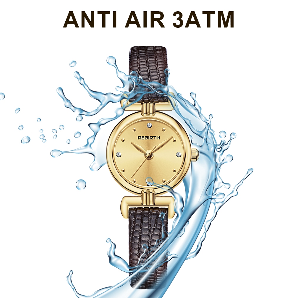REBIRTH Jam Tangan Wanita Anti Air Original Korean Elegan Style Tali Kulit Kuarsa Jam Tangan Cewek-6