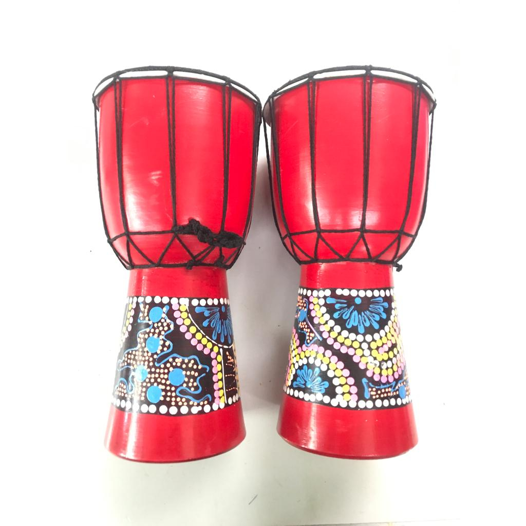 READY Alat Musik Mainan Anak Jimbe 30cm Kendang Jimbe Gendang / Jimbe Anak Kecil Motif Ukir untuk Hi