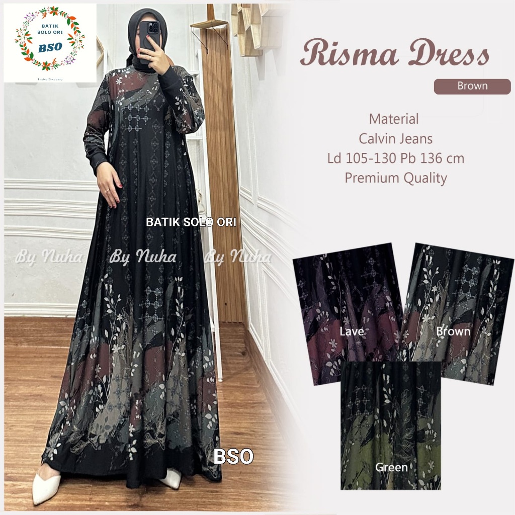 Risma Dress Jumbo Gamis Melar Gamis Lebaran 2024 Senia Maxy Calvin Jeans Original. Gamis Seragam Pen