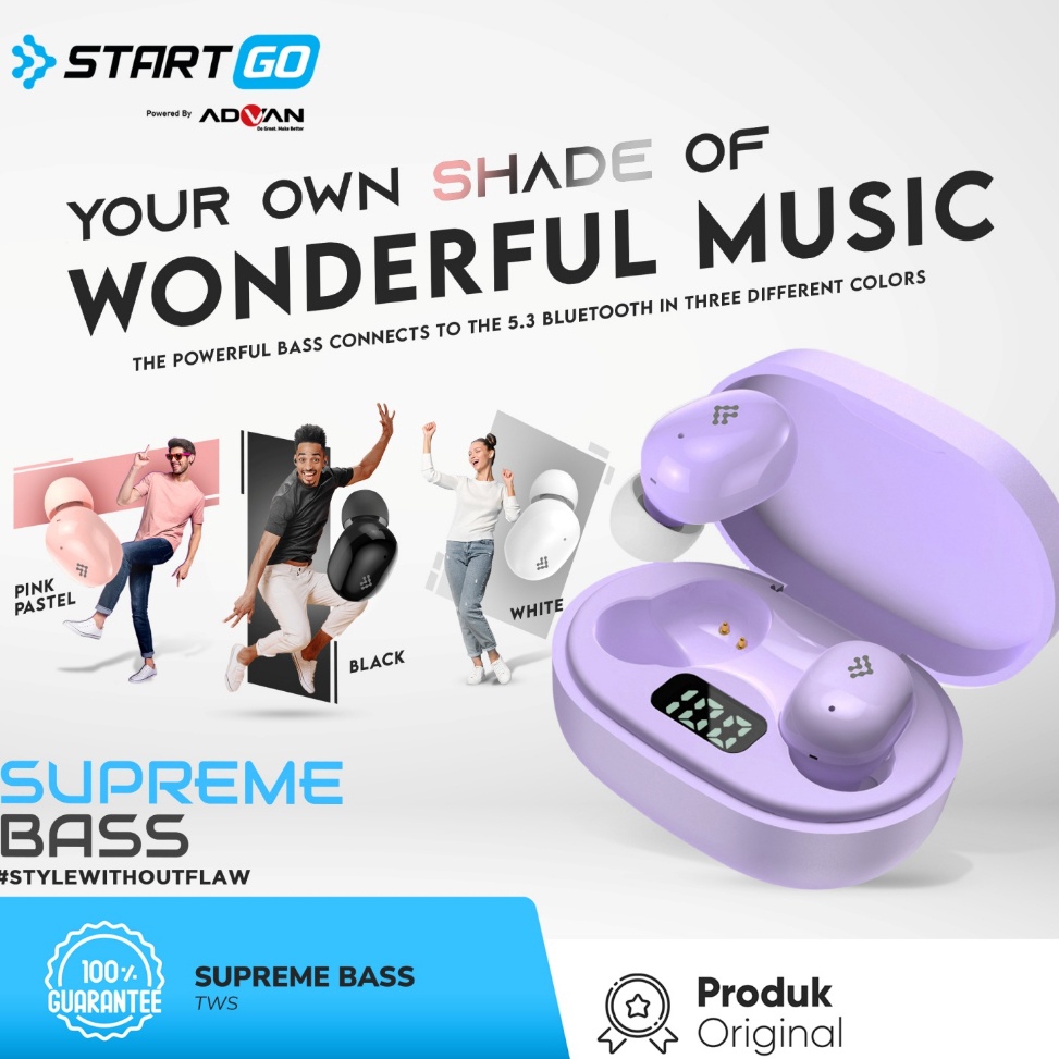 TERBAIK StartGo SUPREME BASS InEar TWS Earphone Bluetooth 53 Garansi Resmi