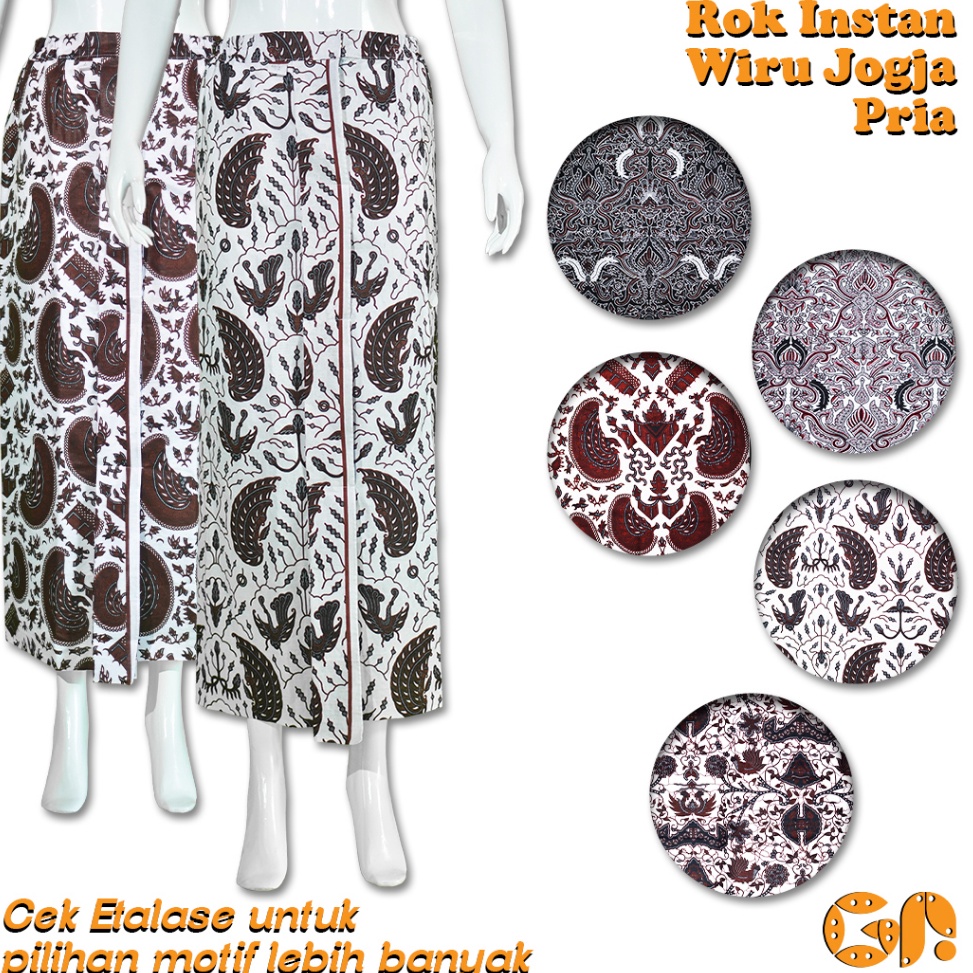 ART N84Q Rok Jarik Wiru Jogja Pria Dewasa Rok Instan Pakaian Adat Jawa Batik Motif Kembang