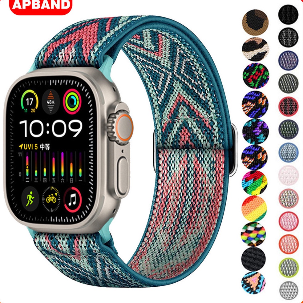 CHEKOUT Nylon Sport Strap for Apple Watch Ultra 2 Ultra 49mm 9 8 7 6 SE 41mm 45mm 44mm 4mm 38mm 42mm