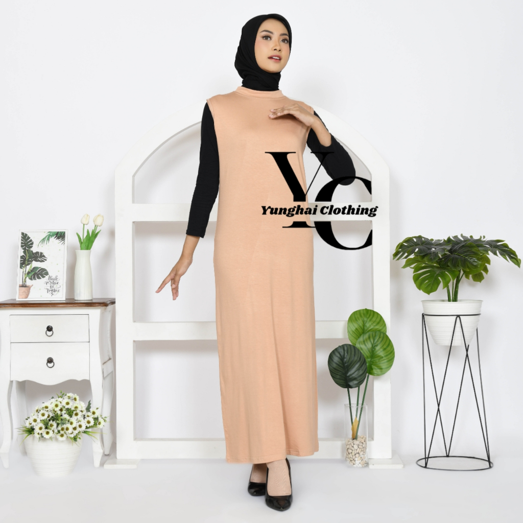 Inner Daleman Gamis Tanpa Lengan Polos Spandek Rayon Premium