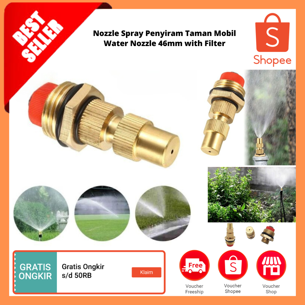 Nozzle Spray Penyiram Taman Mobil Water Nozzle 46mm with Filter / Kepala Nozel Gerimis Air Dapat Dis