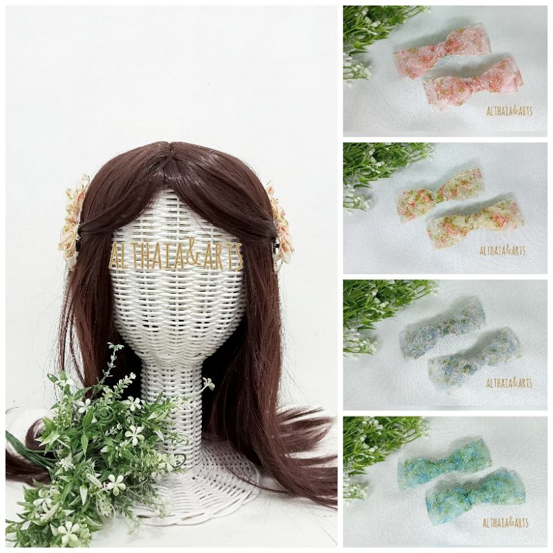 Jepit Rambut Pita Korea Set Motif Bunga