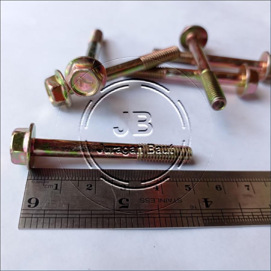 FLANGE BOLT M6 X 50 BAUT M6X50 WARNA KUNING KUNCI 10 PANJANG 5CM 5 CM 50MM DIAMETER BATANG 6MM PITCH