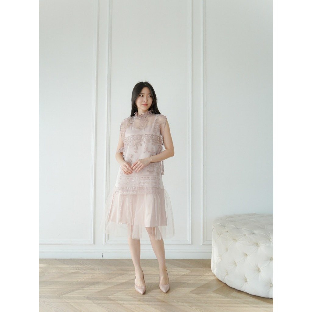 Belleann Fiella Dress in Rose Gold | Dress Wanita | Tunik Kaftan Gamis Abaya | Baju Lebaran