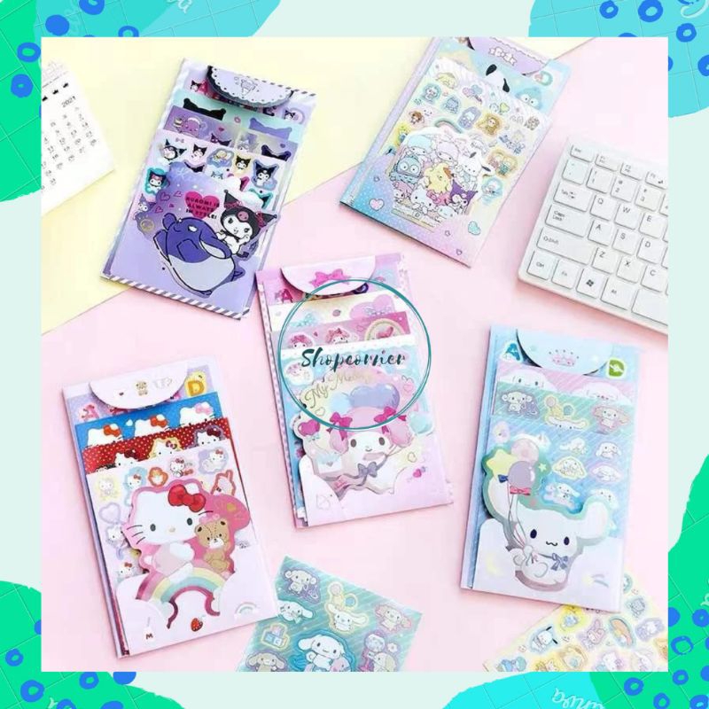 

Stiker / Sticker Sanrio Set Kuromi Melody Cinnamoroll Hello Kitty Pompom Purin