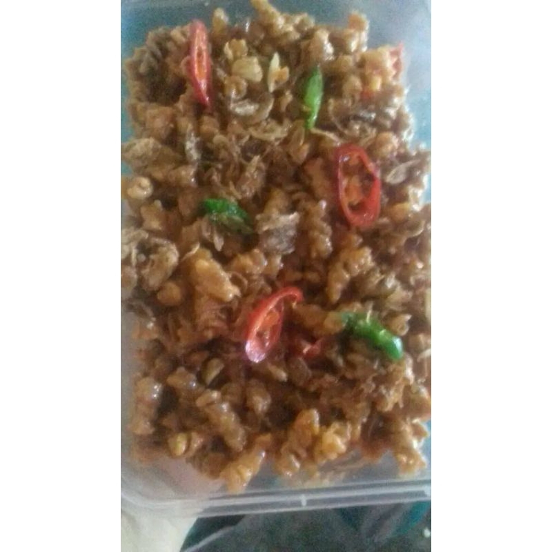 

Makaroni spiral | Biting sambal uleg mandeg pait kemasan tepak 650ml full | mie lidi balado