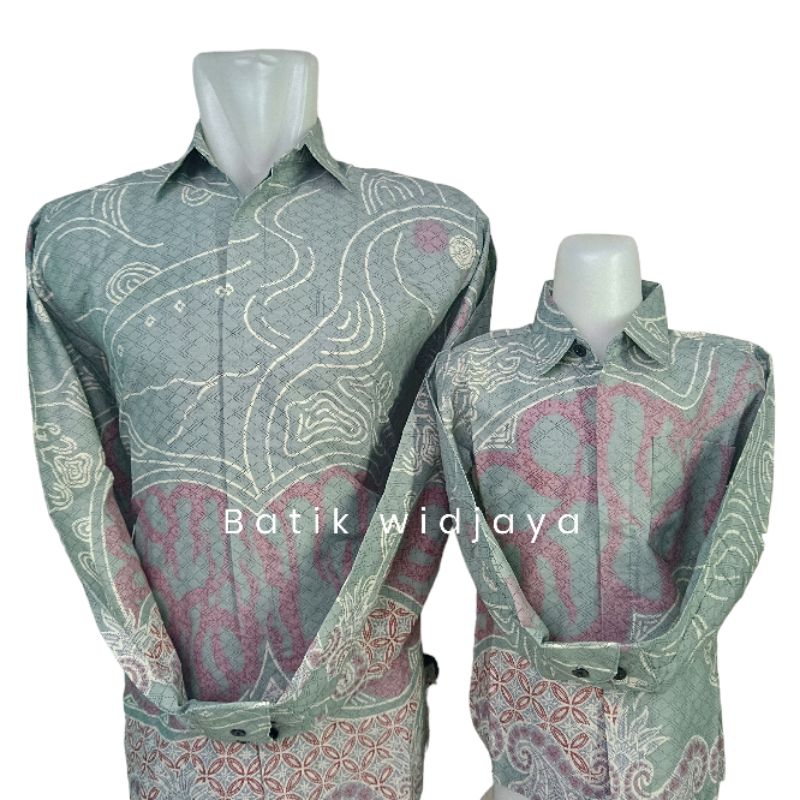 batik couple ayah dan anak hijau mint Bahan katun premium lapis furing _batik couole ayah dan anak h