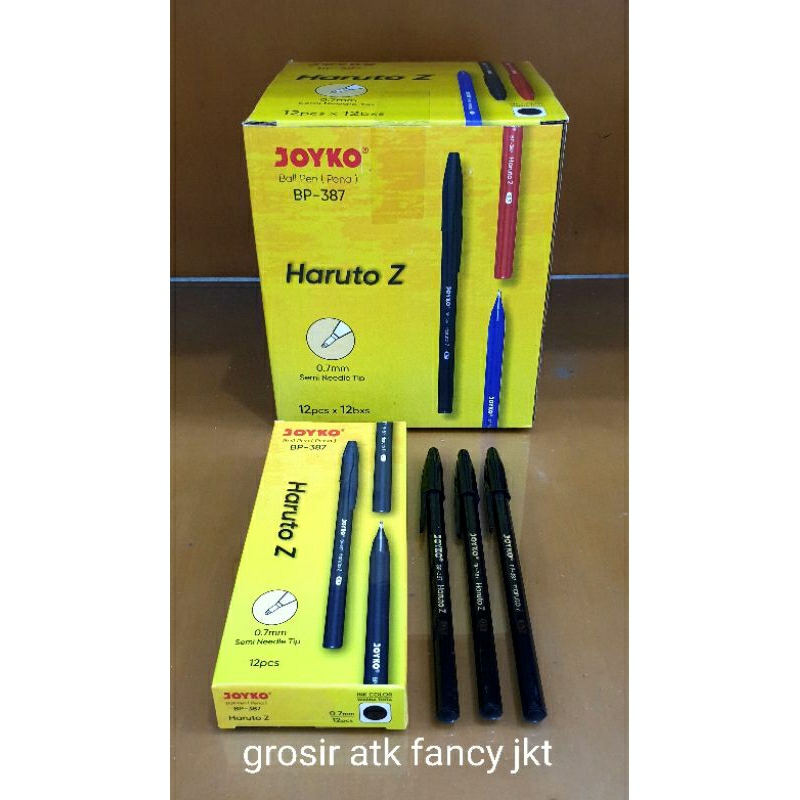 

( 12 buah ) BP387 Pulpen Ball Pen Pena Joyko BP-387 Haruto Z 0.7 mm BP 387 Hitam
