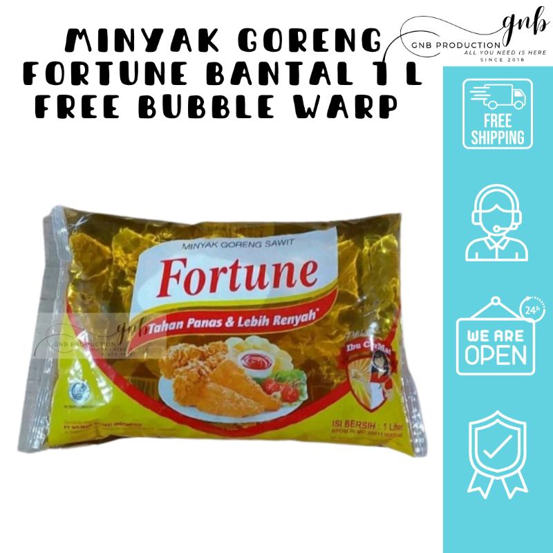 

MINYAK GORENG FORTUNE 1 LITER KEMASAN BANTAL FREE PACKING BUBBLE WRAP