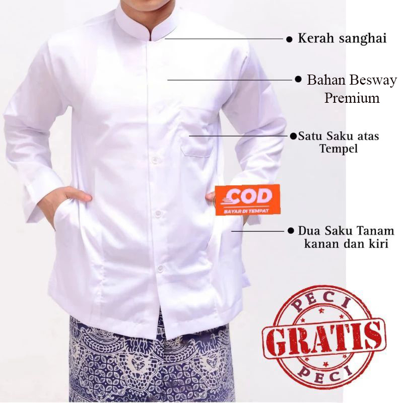 Baju Muslim Koko Kokoh Habib Haibah Habib Polos Saku samping
