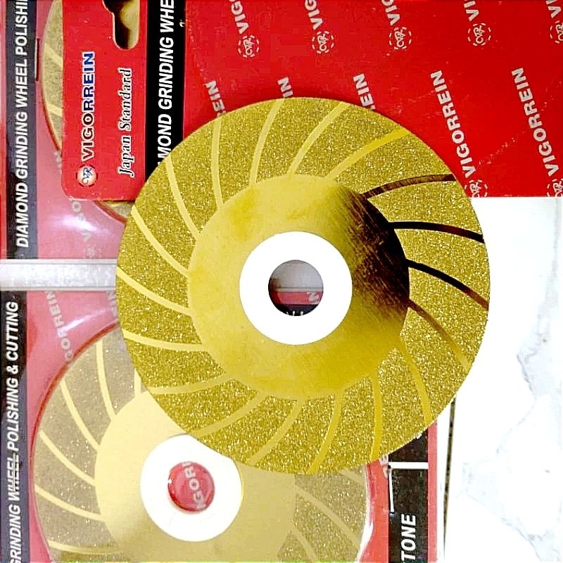 Mata Gerinda Vigorrein Japan Diamond Blade Turbo Mata Gerinda Potong Granit Bevel Kaca Aluminium Pol