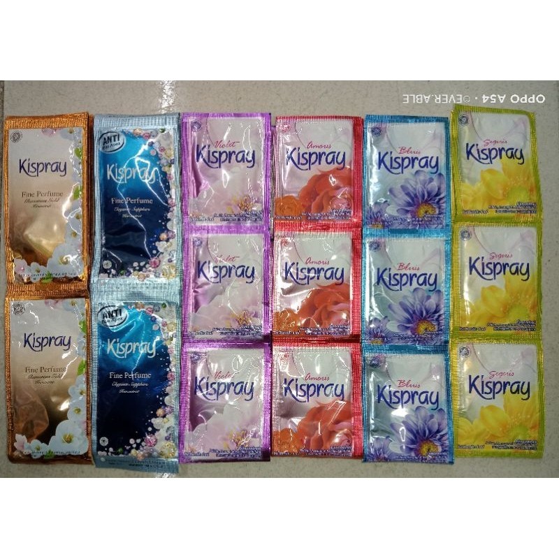 Kispray Sachet Pelicin & Pewangi Pakaian All Variant 1 renteng ISI 6 sachet atau isi 12 sachet