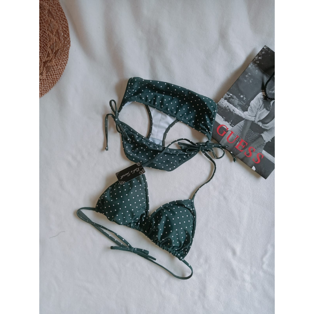 BK 3301 R HIJAU TUA  POLKADOT - BIKINI TRIANGLE DENGAN BUSA