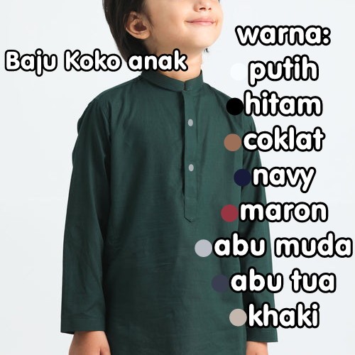 Pakaian Baju Kemeja Anak Usia 8-13 Tahun Koko Muslim Polos Anak Laki laki Cowok Lengan Panjang Murah