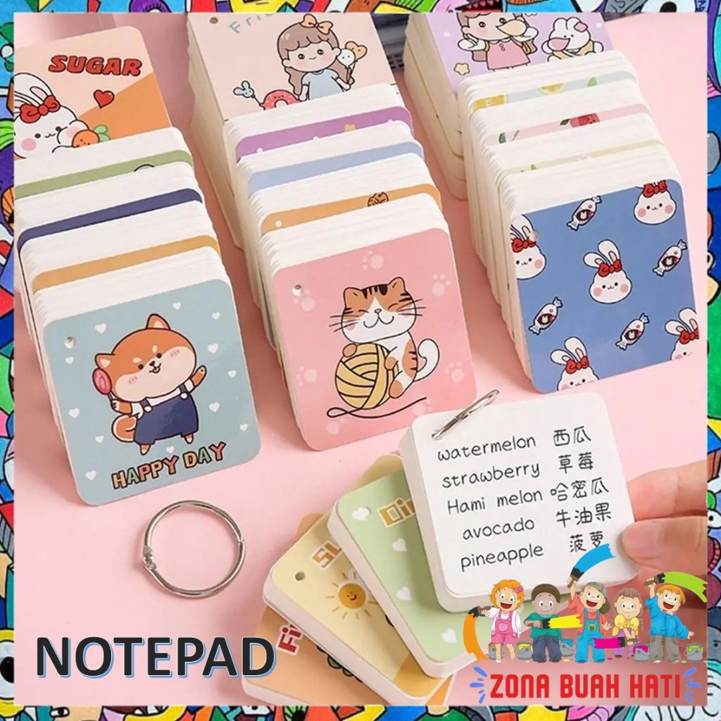 

ZBH Notebook Ring Mini Isi 80 Lembar Buku Note Gantung Karakter Lucu Sticky Note Lucu Notepad Dengan Gantungan DIY Book 80Lembar Buku Catatan Memo Karakter