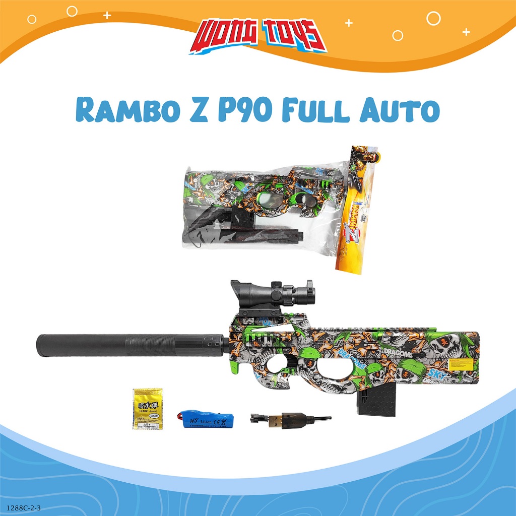 Rambo Z P90 Full Auto (1288C-2-3) - Mainan Tembakan Water Gel P90 Rambo Z