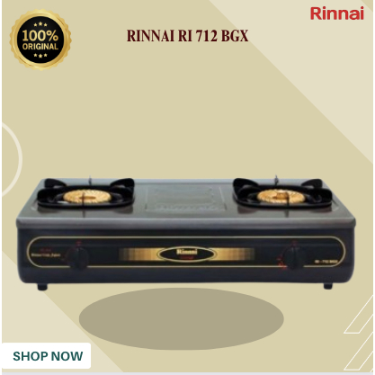 KOMPOR GAS RINNAI 2 TUNGKU RI 712BGX/RI712BGX/RI712 BGX/RI-712BGX/RI-712 BGX/ORIGINAL GARANSI RESMI