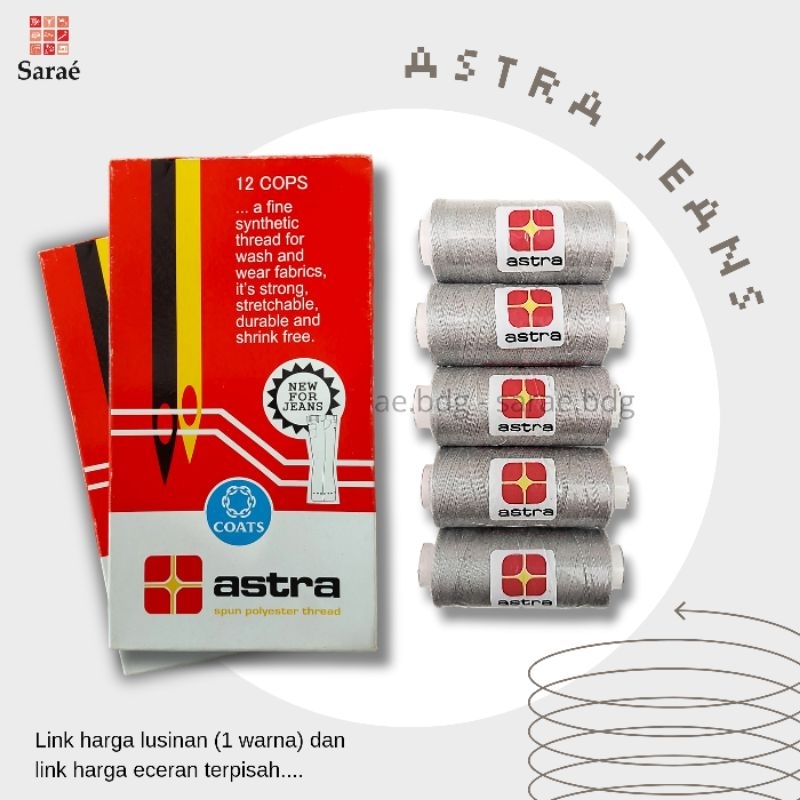 Benang Jahit Astra Jeans/Benang Jahit Katun Jeans (Eceran)