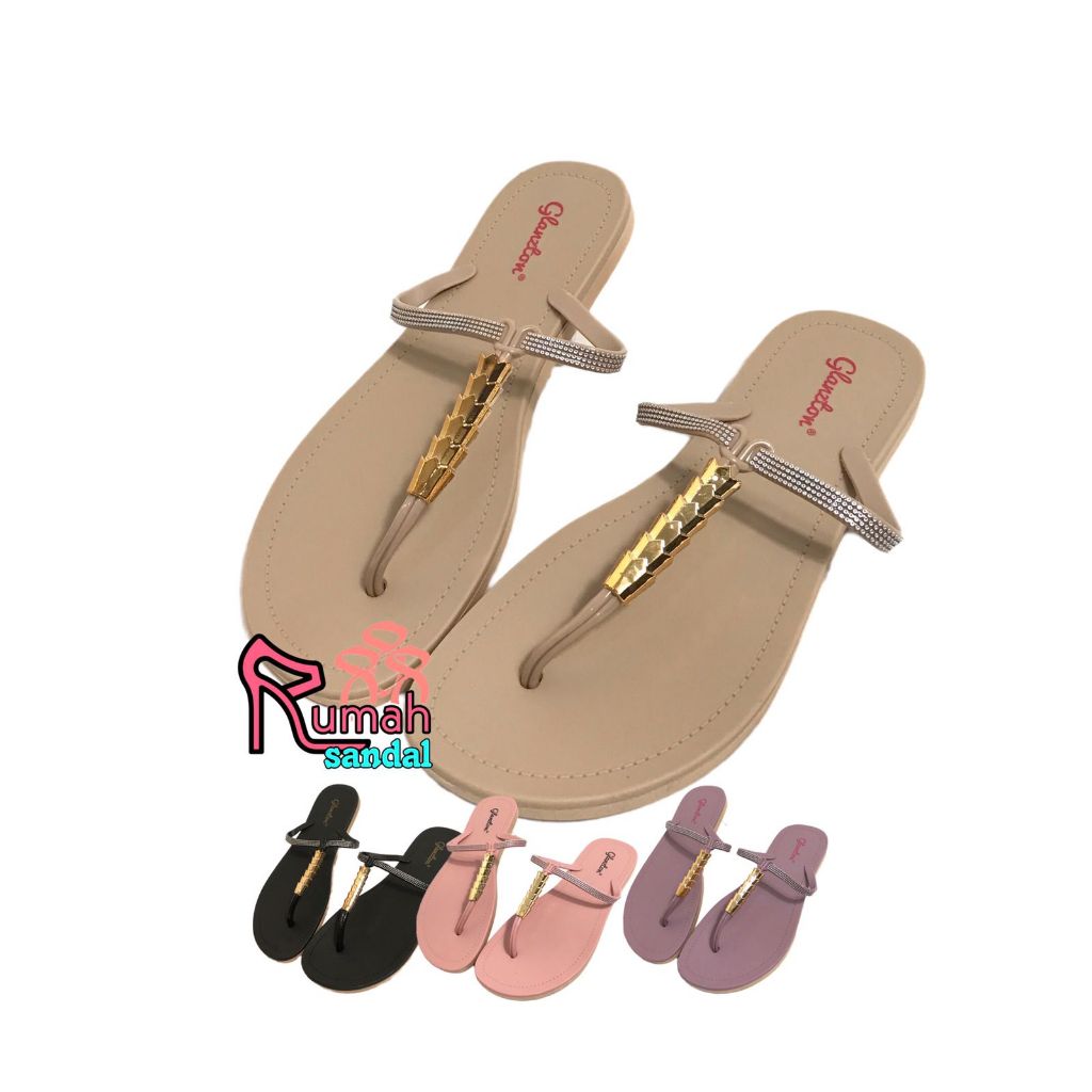 SANDAL JEPIT WANITA IMPORT MURAH BLINK VARIASI EMAS GLANZTON JLT L1819-657 - SENDAL MURAH KEKINIAN N