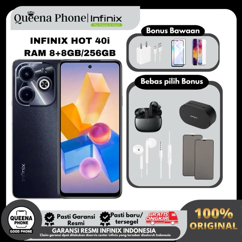 INFINIX HOT 40i RAM 16GB ROM 256GB ORIGINAL 100% GARANSI RESMI 1 TAHUN INFINIX INDONESIA