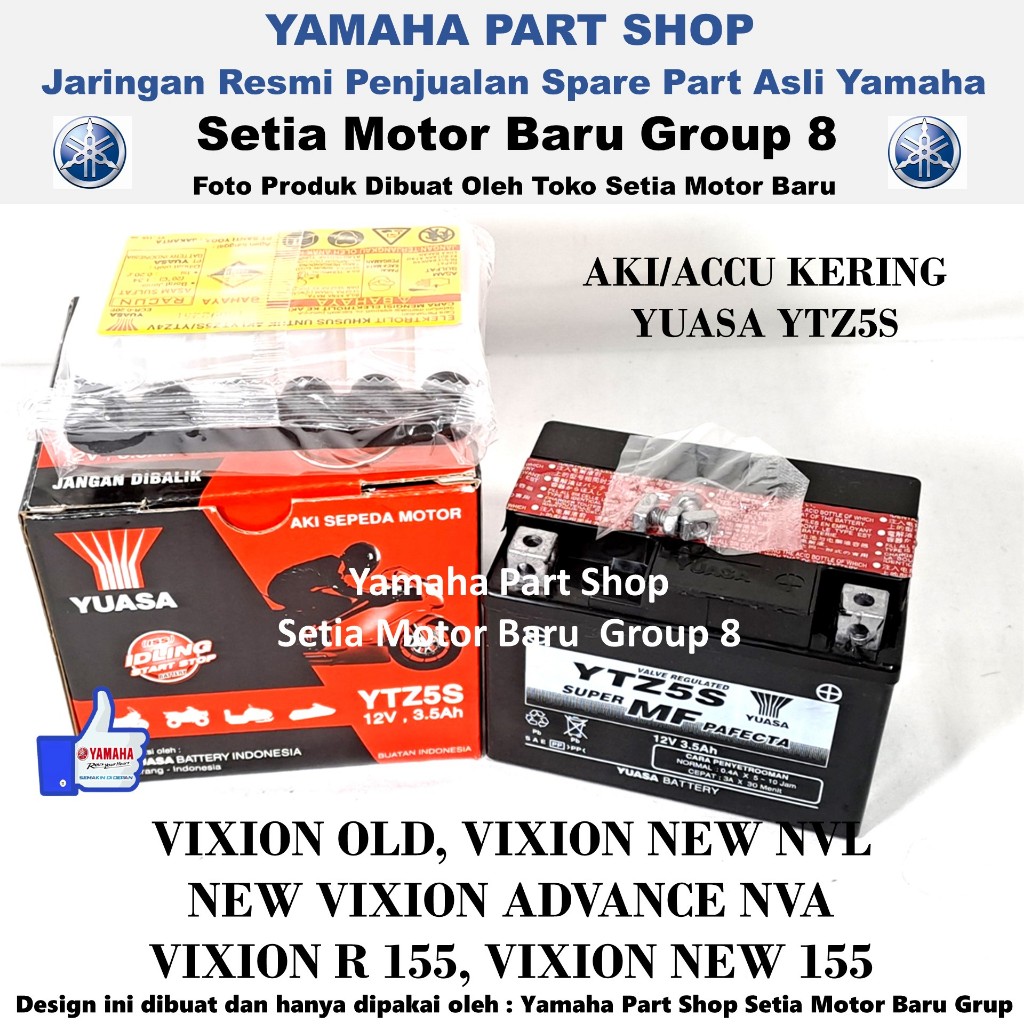 Aki Accu Kering Ytz5s Asli Yuasa All New Vixion Old NVL Advance NVA R 155