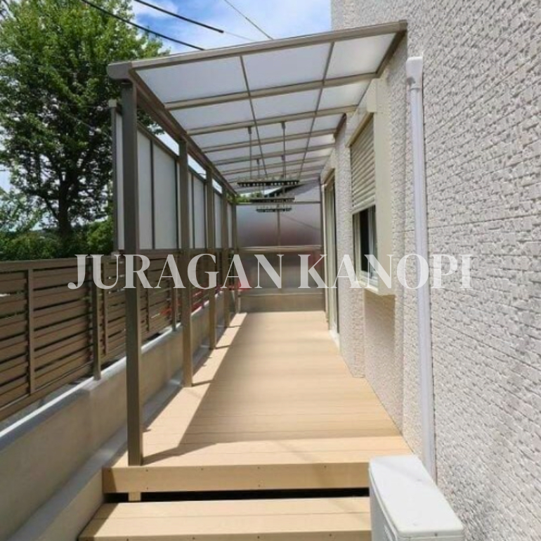 Kanopi baja ringan SolarFlat 1.2 mm Atap SolarTuff Solid kaca transparan surabaya