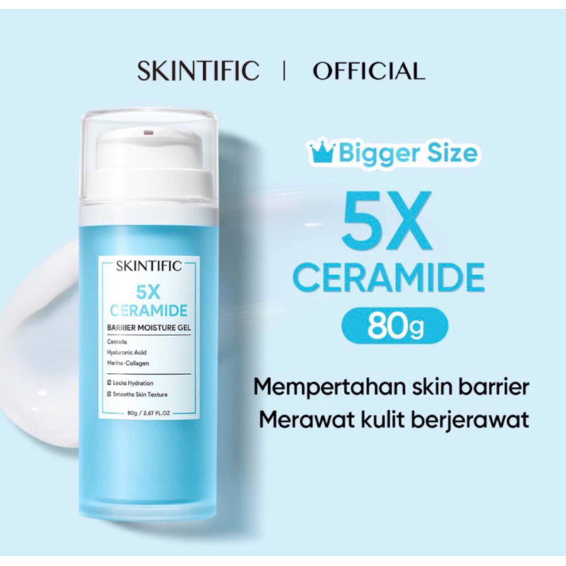 SKINTIFIC - 5X Ceramide Skin Barrier Moisturize Gel 80gr 80 gr Moisturizer JUMBO BIRU