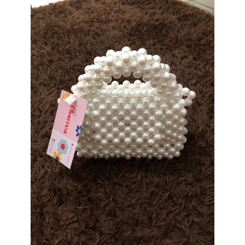 Chariva Big Beads Bag | Tas mutiara besar | Tas mutiara putih