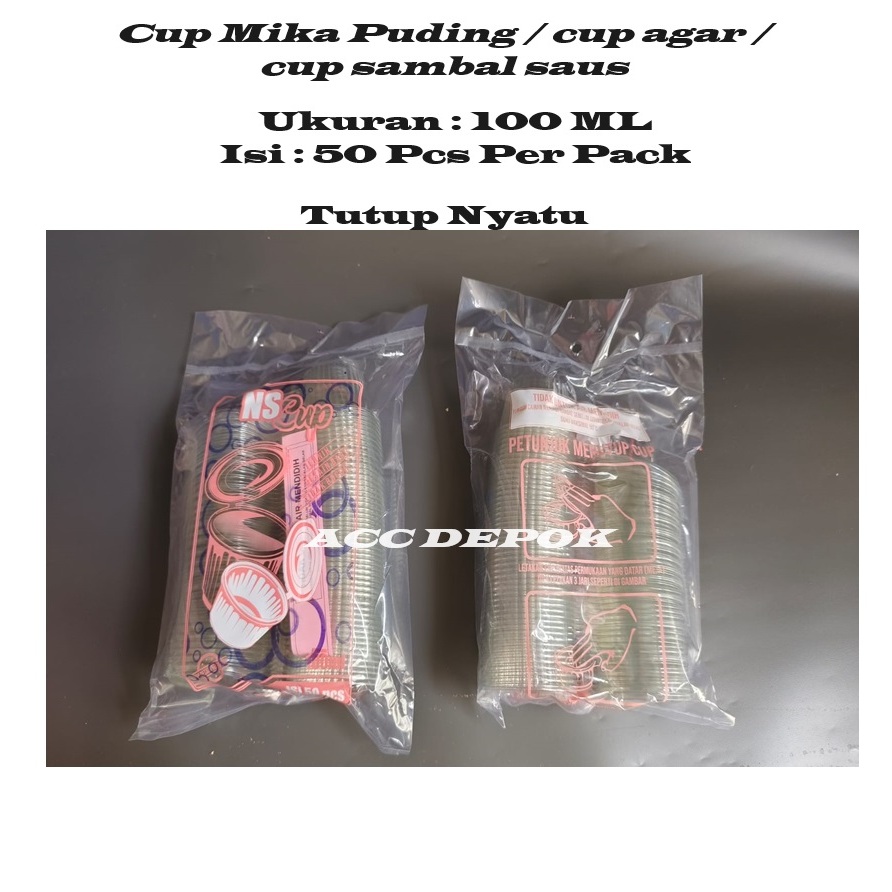 Mika Sambal Klip 100ml Cup Saus sambal Isi 50 Pcs / Cup Puding / Cup Agar Agar / Cup Plastik+Tutup