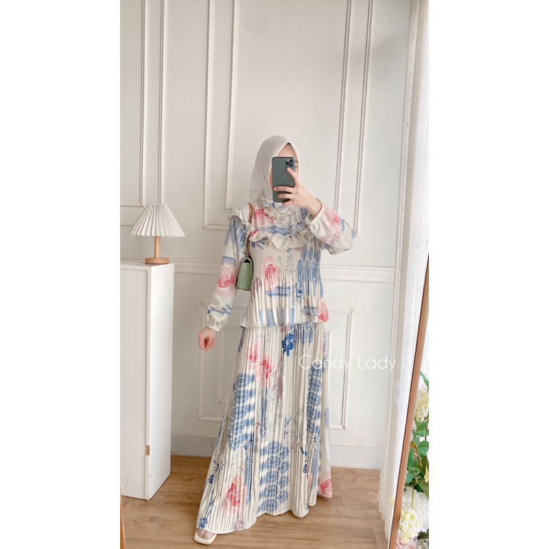 CANDY LADY Hamida Ruffle Maxi / Gamis Motif Wanita Muslim Terbaru