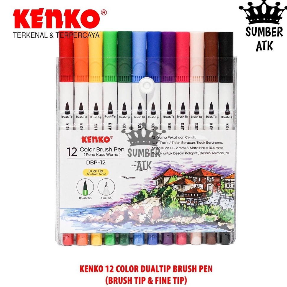 

YJT513 KODE 77 Color Brush Pen Pena Kuas Warna KENKO DBP12 12 Warna Color