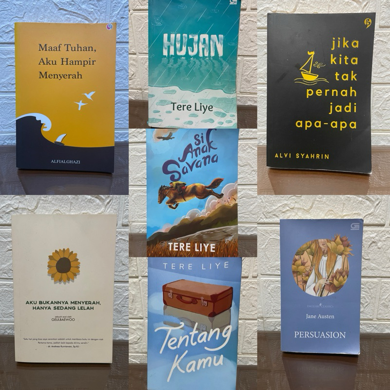 Preloved Buku Tereliye tereliye, geulbaewoo, alfialghazi, alvi syahrin, jane austen hujan, si anak s