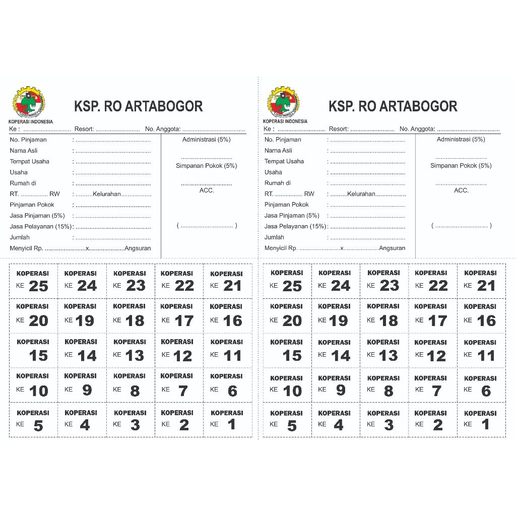

kupon cicilan koperasi promis koperasi lembar koperasi kertas koperasi bisa costum