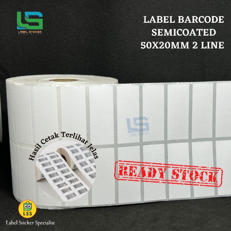 

LABEL BARCODE 50 x 20 ( 2 LINE )&Ribbon Barcode Premium Wax 110 X 70 Meter