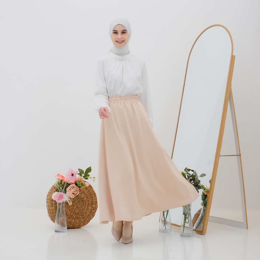 Ahlami.- Sabina Skirt Rok Hitam Rok Putih Rok Kerja Rok Payung Rok Line A Rok Hitam Premium Rok