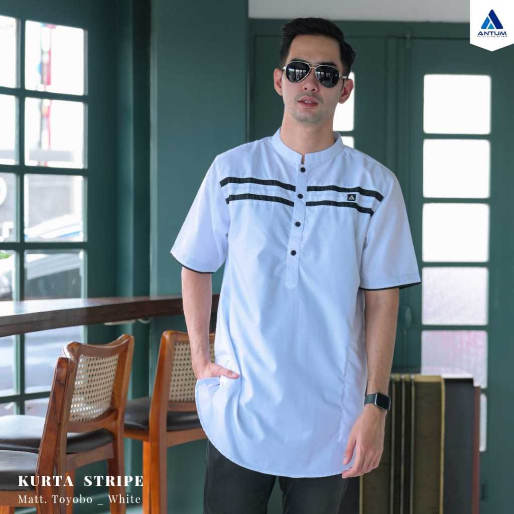 Baju Koko Pria Kurta Stripe Antum Bahan Toyobo