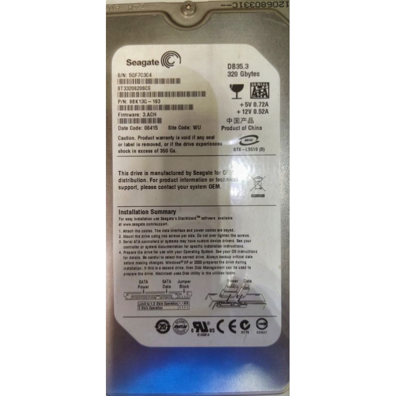 HDD 320 GB Harddisk Internal Komputer Seagate Bekas Pernah Dipakai Hard Disk Hardisk