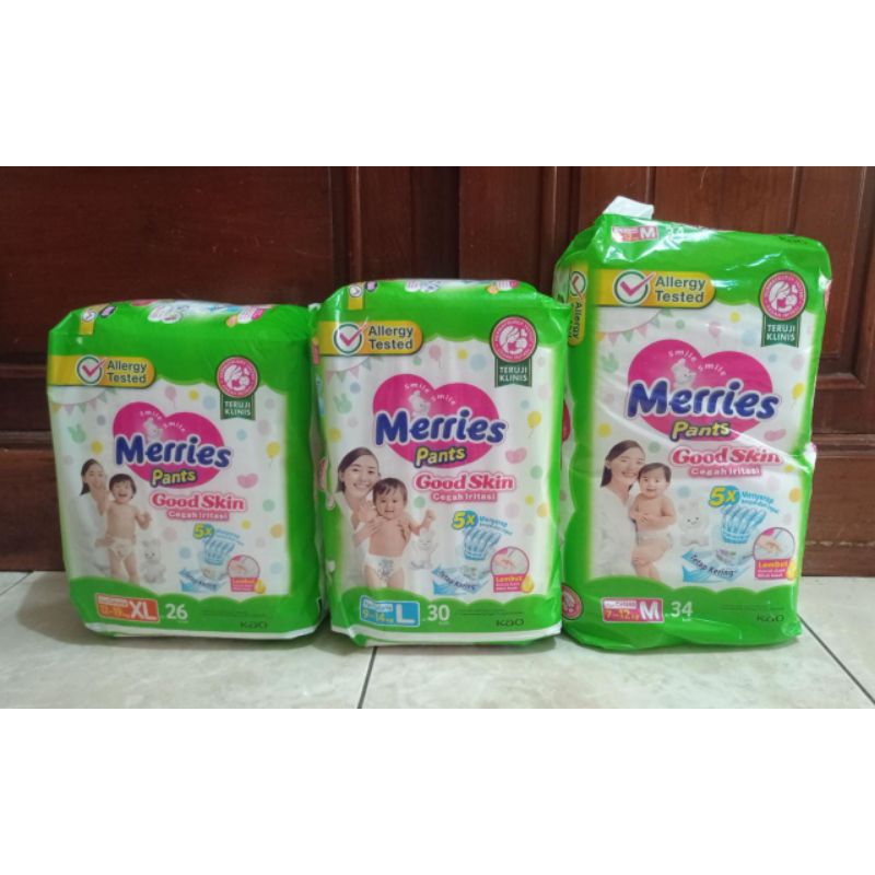 Pampers Merries Pants Good Skin M34 diapers