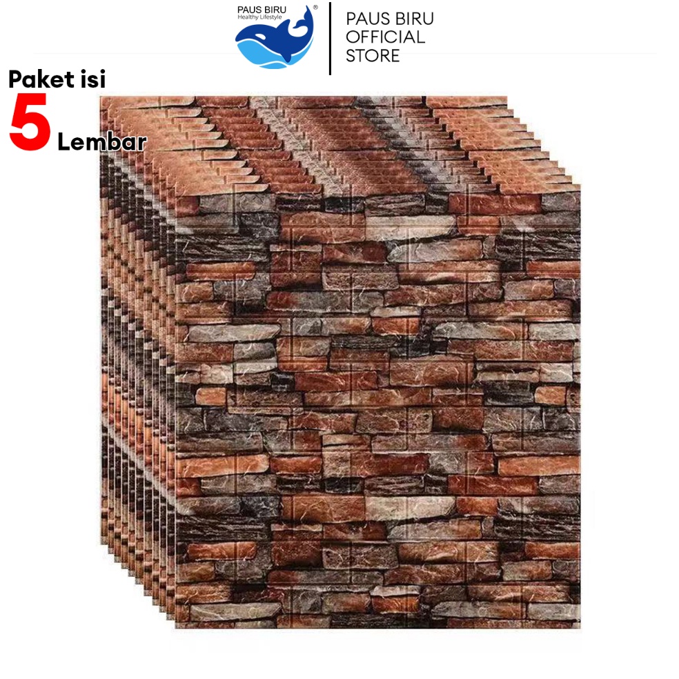 MURAH MERIAH PAKET 5 LEMBAR  Wallpaper Dinding 3D bata  wallpaper 3D Foam 77x7cm tebal 45mm High Qua