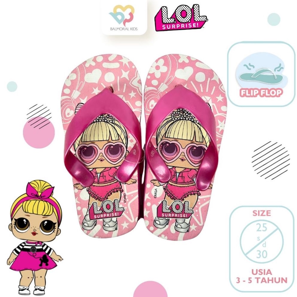 RJN497 HOT BALMORAL KIDS Lol Surprise Sandal Jepit Perempuan Size 25  3 Karet Anti Slip Sandals Kids